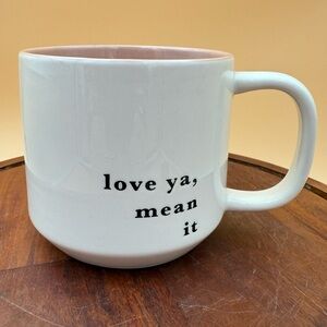Love Ya Mean It Mug Stoneware Threshold Target 16 oz Coffee Cup White Mauve LYMI